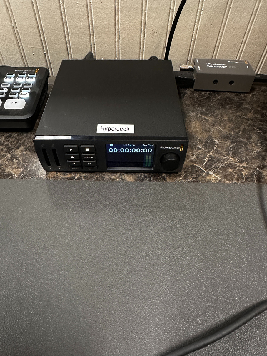 The HyperDeck recorder on the desk